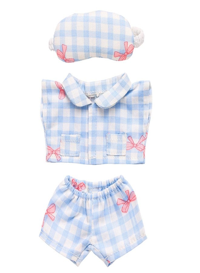 Penitue 6.7 Inch Doll Outfit Clothes Set, Bowknot Doll Pajama with Eye Mask Cute Soft Toy Accessories for Collectors Enthusiasts Decoration & Display(Blue) - Image 1